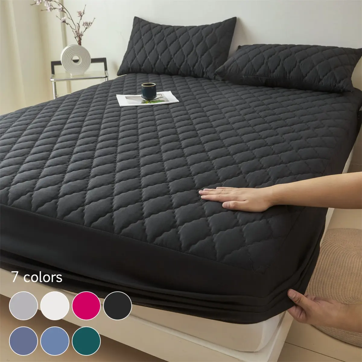 2/3 Piece Waterproof Mattress Protector Set – Includes Fitted Sheet & Smooth Bedding Mattress Cover with Deep Pocket, Soft, Breathable, Stain-Resistant, Machine Washable, with Pillowcases for Bedroom, Kids, Pets, Quilted Mattress Protector