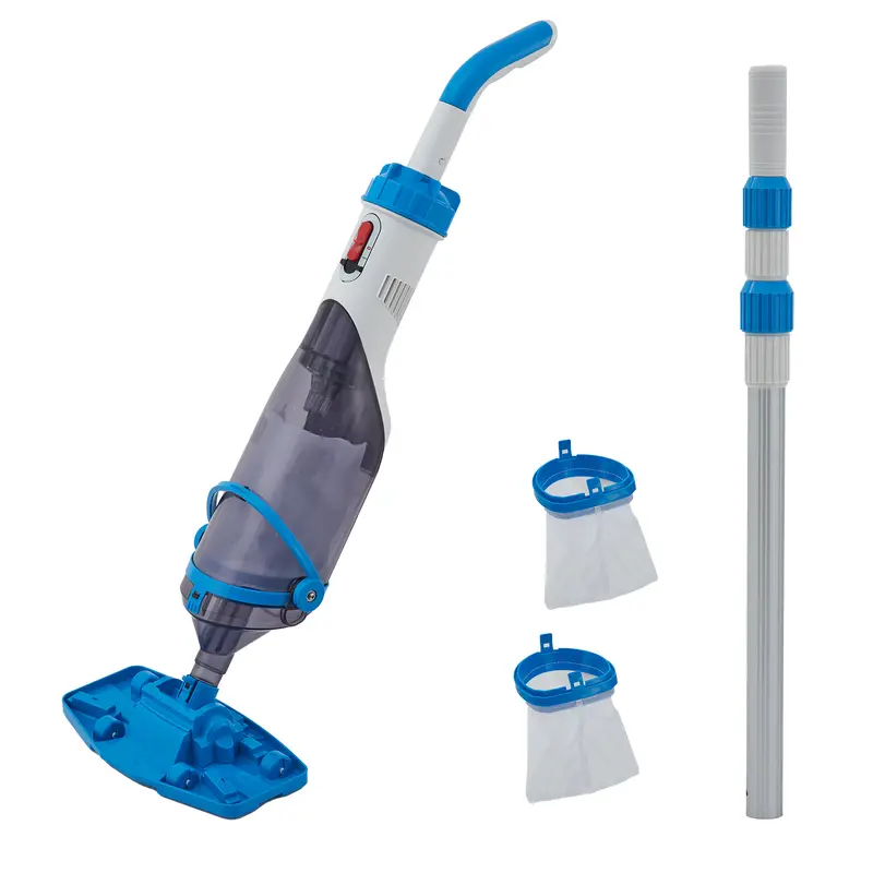 Cordless Pool Vacuum Cleaner with Extension Pole, 18.5 GPM Powerful Suction, 60-Min Runtime, Rechargeable Handheld Pool Cleaner for Above Ground & Inground Pools Spas
