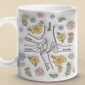 [Personalized] You Hold Our Hands, Also Our Hearts - Family Personalized Custom 3D Inflated Effect Printed Mug - Gift For Mom, Grandma