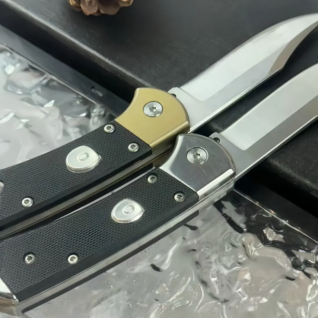 Model 112 Portable Folding Multi-Use Office Pocket Knife with Safety Lock, Black and Gold Handle, Ideal for Home, Kitchen Use
