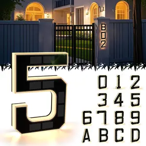 Solar Lighted House Numbers 9 Inch Waterproof LED Address Signs for Outside Modern House Numbers with Large Personalization Options,Decorate your door number, DIY personalisation.Modern Farmhouse Illuminated Sign Light