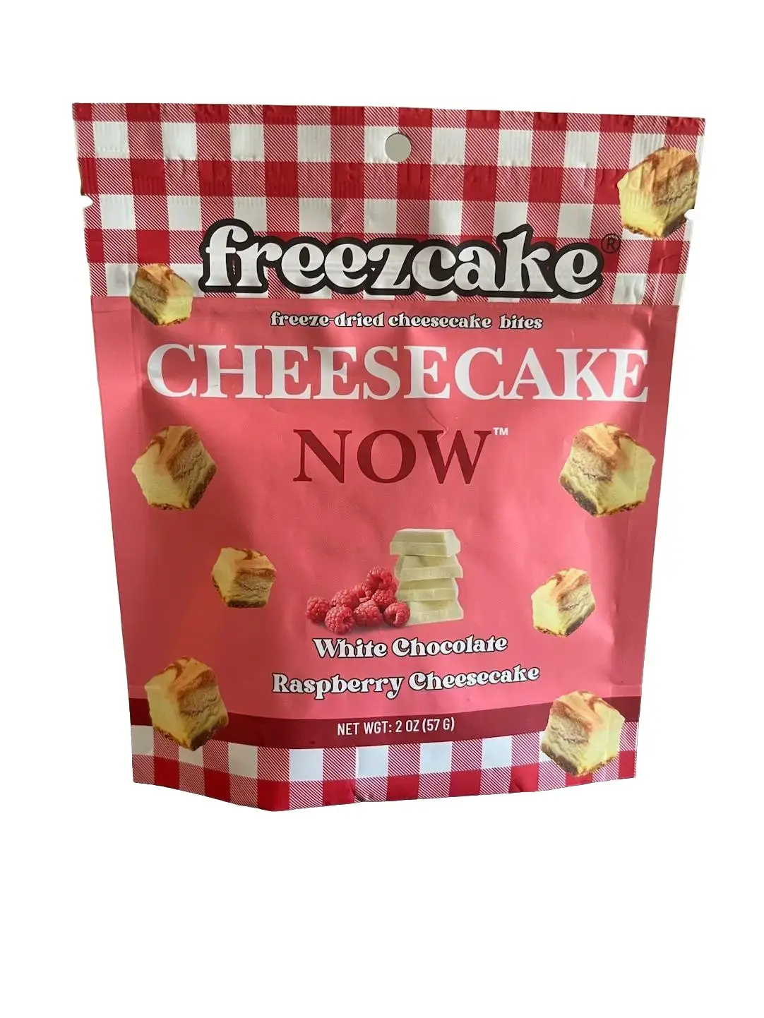 Freezcake Freeze-dried Cheesecake Bites - Sweet White Chocolate Raspberry Flavor, 2 oz Snack Pack, Ambient, 24-Month Shelf-Stable, Kosher, Cupboard-Friendly, No Refrigeration, On-the-Go Snacking, Quick & Easy Dessert Treats