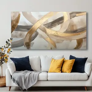 Canvas wall painting, abstract gold painting, pen modern abstract painting, high quality canvas print for living room, bedroom, office, home decoration