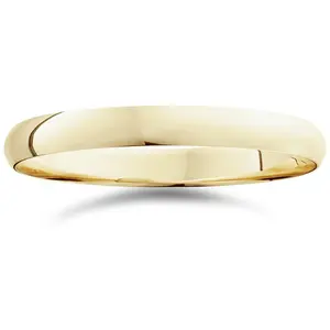 3mm Wide High Polished Dome Wedding Band Solid 14K Yellow Gold Ring