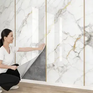 Gold Marble Texture Countertop Film, Self-Adhesive Peel-And-Stick Decorative Marble Pattern Wallpaper, Removable Kitchen Counter Sticker for Old Furniture