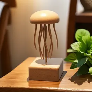 Jellyfish handmade ornaments, solid wood machine-made toys, creative and dynamic mechanical ornaments, handicrafts, decorations, desktop ornaments, home decorations, birthday gifts Statue Wooden unique birthdayHalloween Chandmade craft wbedroom wall decor