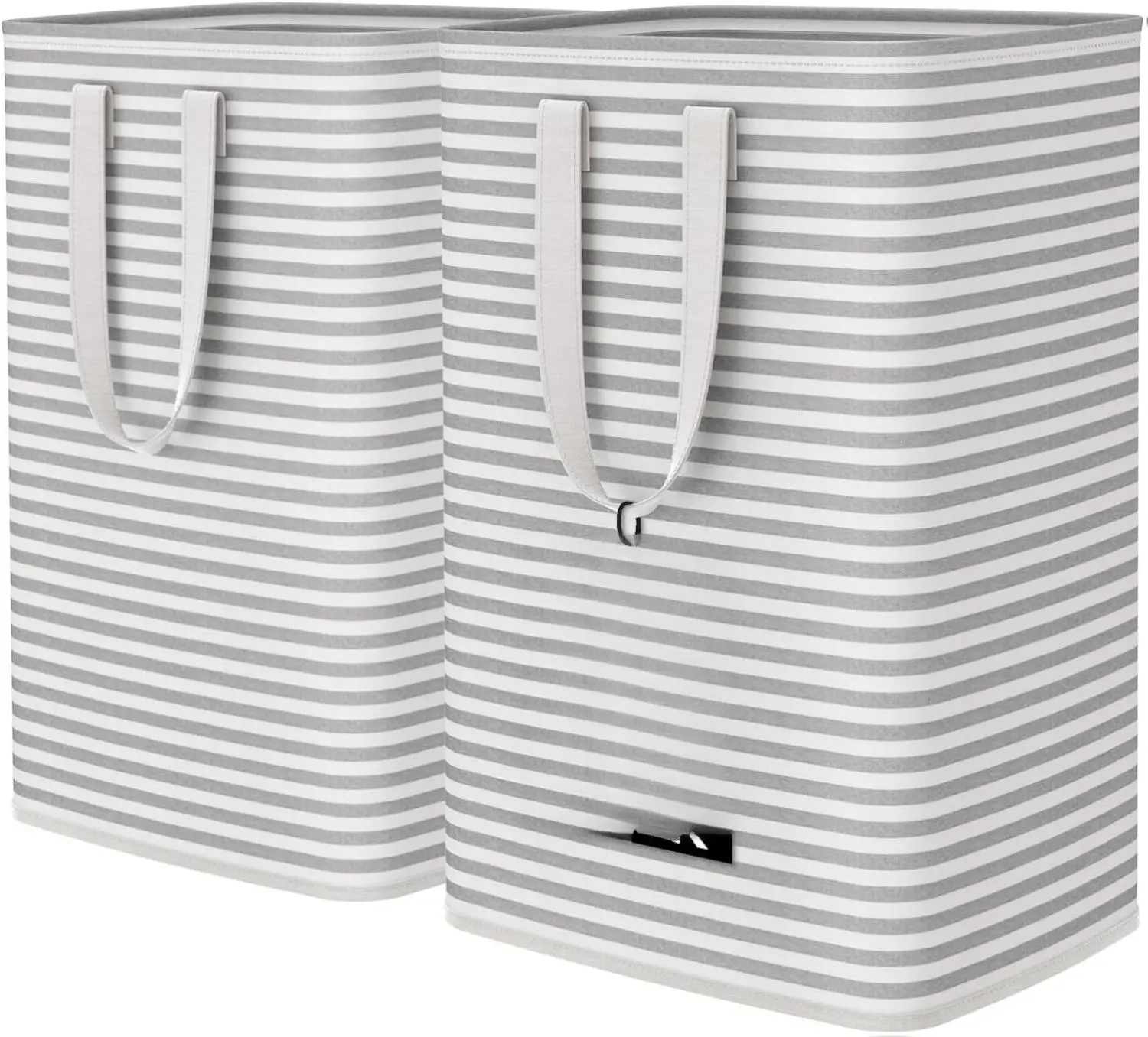 2 Pack Laundry Hamper Large Collapsible Laundry Baskets, Freestanding Waterproof Clothes Hamper with Easy Carry Handles in Laundry Room Bedroom Bathroom College Dorm for Adults, Grey, 2 x 80L