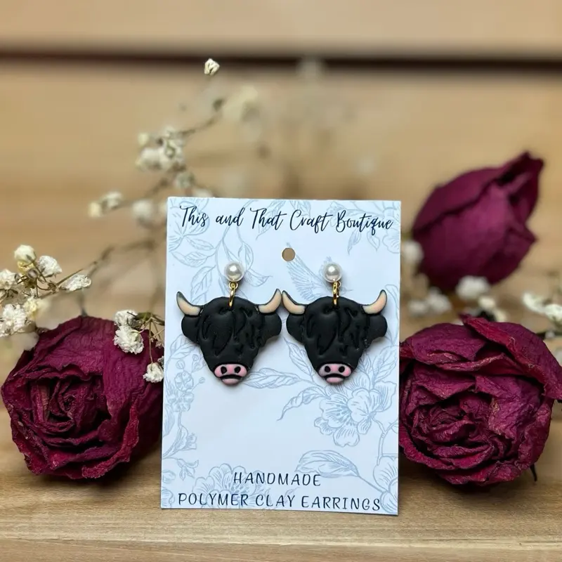 Highland Cow Polymer Clay Earrings