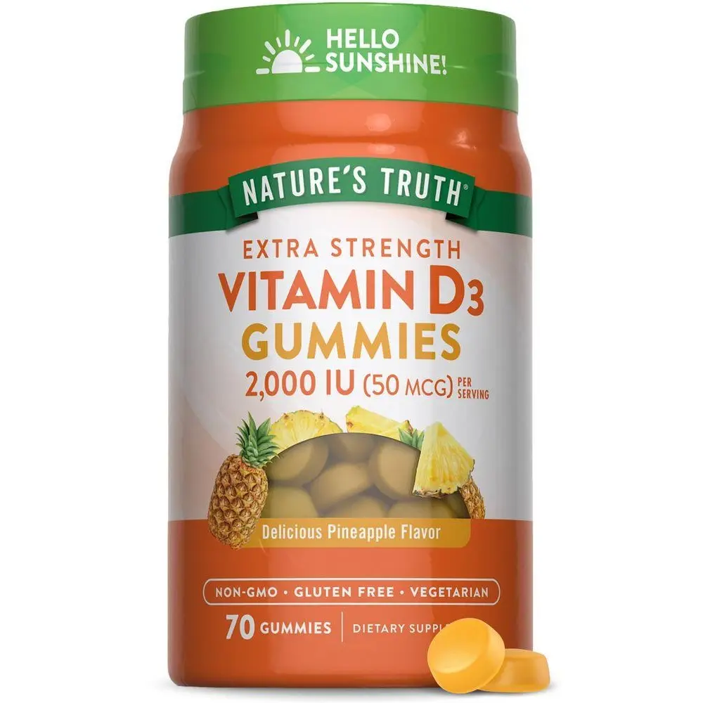 Nature's Truth Vitamin D3 2000 IU (50 mcg) - 70 Count - Pineapple Flavor - Vegetarian, Non-GMO and Gluten Free Supplement