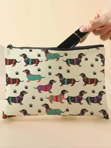 Random Color Dog Pattern Makeup Bag, 2025 New Style Multi-functional Storage Bag, Travel Makeup Bag, Suitable for Leisure Travel, Business Trips, Cosmetic Pouch