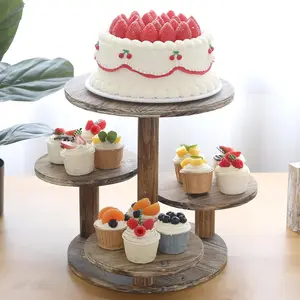 5 Tier Round Cupcake Stand for 60 Cupcakes Wooden Cake Stands Farmhouse Tiered Tray Cupcake Display for Birthday Graduation Baby Shower Tea and Wedding