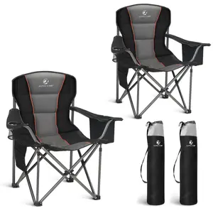 【Phivilla Home】Oversized Camping Chair , 450LB Capacity with Cooler Bag,Heavy Duty Folding Outdoor Chair for Camping, Backyard & Tailgating