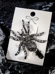 Halloween Spider Hair Clip, Creative Rhinestone Side Clip, Fashion Party Headwear, Casual Style, All Seasons, Women's Accessories