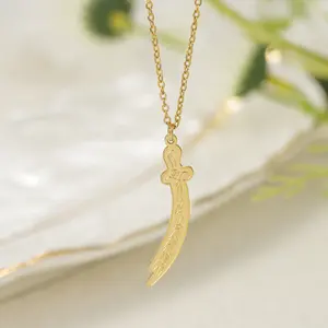 Muslim IslamSingle-Hole Knife Necklace for Men Imam High Quality Stainless Steel Arabic Sword Pendant Necklaces Ramadan Festival Gift
