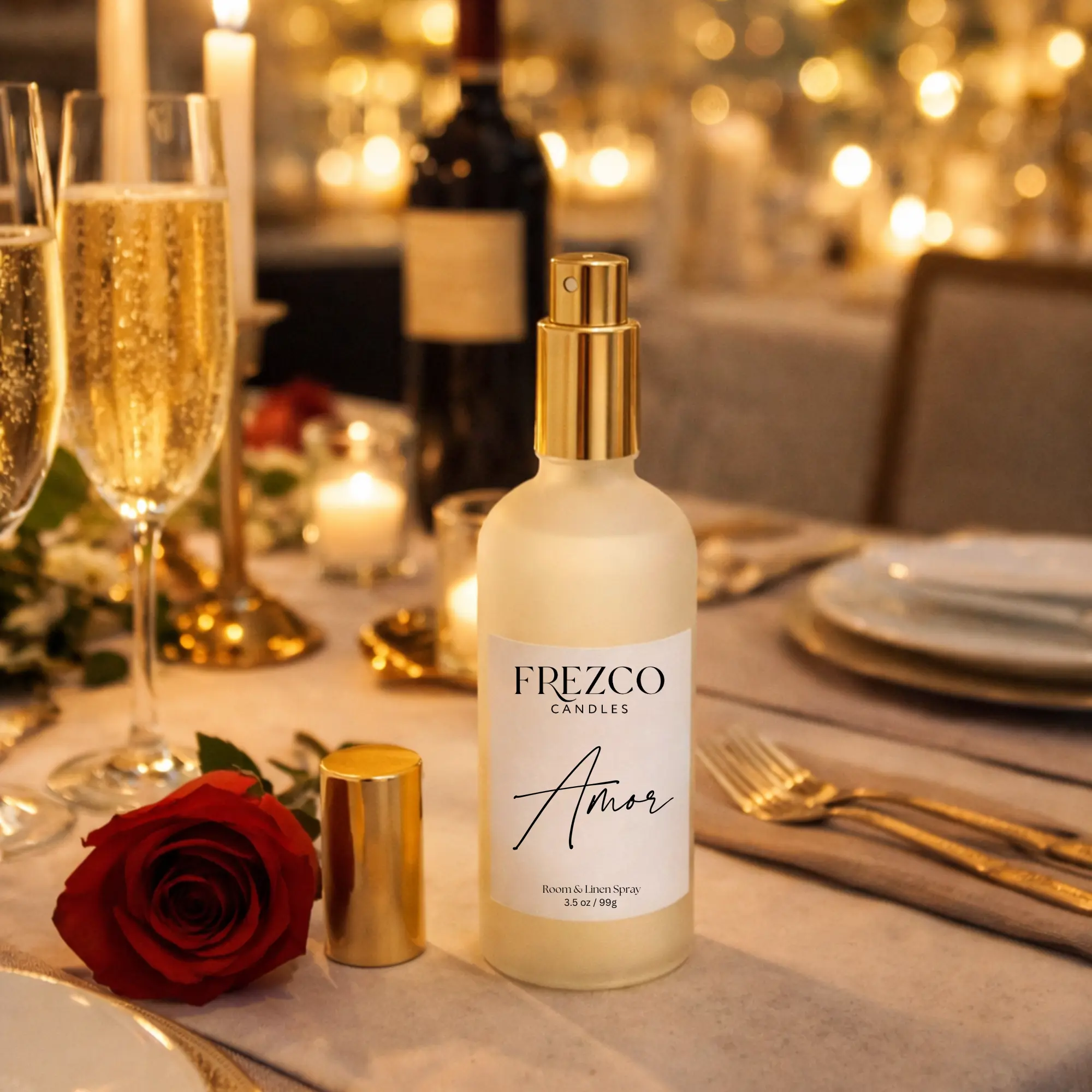 Room & Linen Freshener Spray - Amor Scent, Gardenia Strawberry & Sandalwood Aroma, Romantic Flowers-Infused Home Fragrance