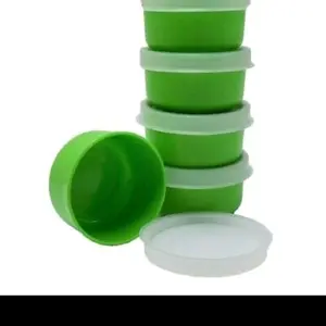 set of 5 Smidgets Tupperware Minis - Green and White Containers with Lids for Your Needs