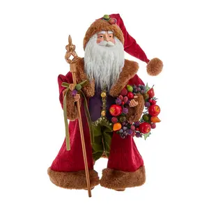 20" Sugar Fruit Santa With Fruit Wreath