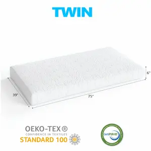 6 Inch Twin Mattress, White Memory Foam Mattress - Medium Soft Support, Breathable & Comfortable for Kids, Teens, Dorms & Guest Rooms