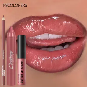 3-Piece Waterproof Matte Lip Makeup Set, Long-Lasting Moisturizing Lip Liner, Lip Glaze & Matte Velvet Lipstick Pen, High-Saturation Non-Sticky Formula in Deep Berry, Brown & Pink Tones