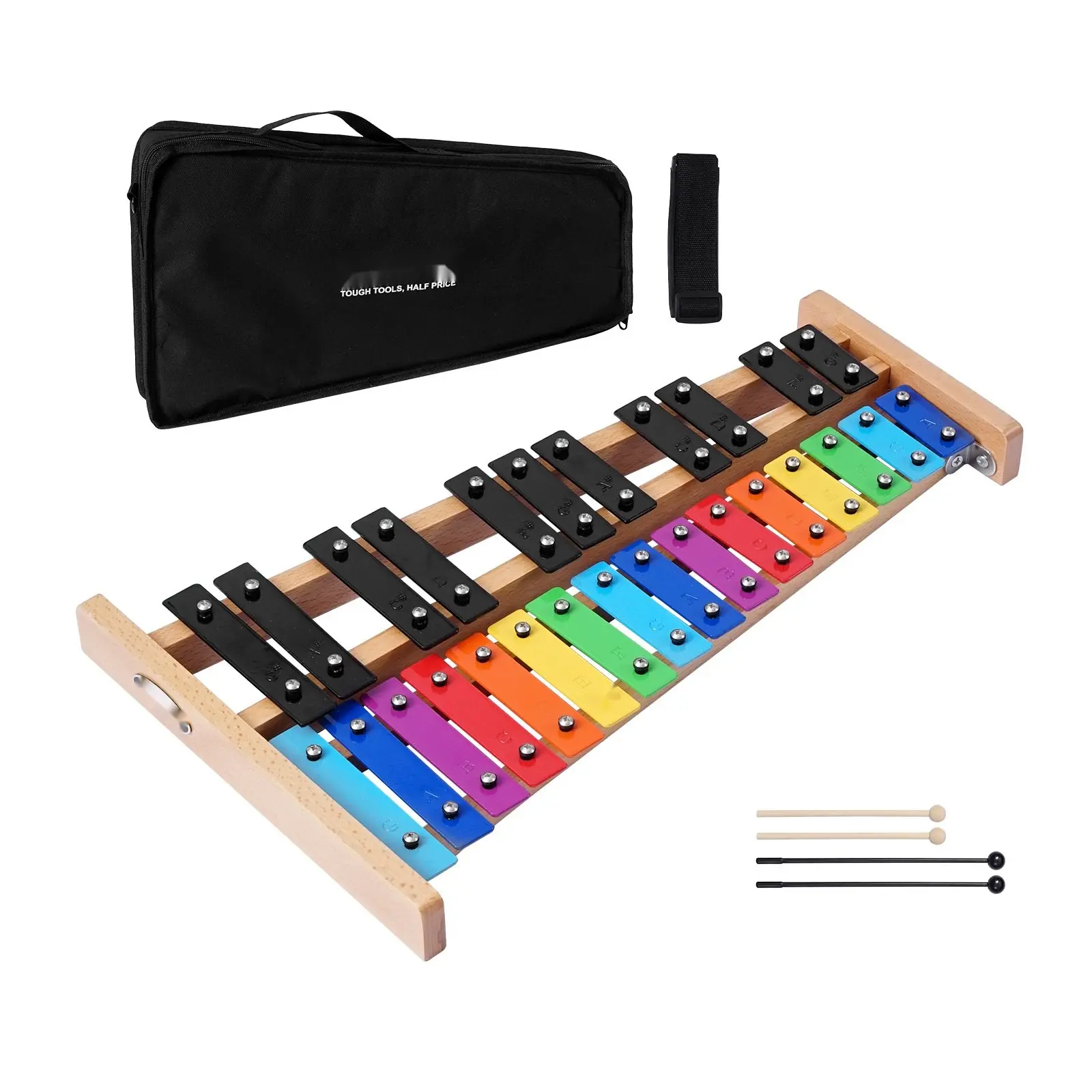 Glockenspiel Xylophone 27 Notes Percussion Instrument with Colorful Keys for Beginners and Students, Educational Music Tool for Home Practice, School Classrooms, Orchestra Rehearsals, Durable Wooden Frame, Bright Clear Tones