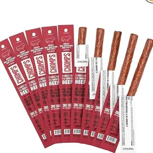 Chomps Grass-Fed and Finished Smoky BBQ Beef Jerky Snack Sticks 10-Pack - Keto, Paleo, Whole30, 10g Lean Meat Protein, Gluten-Free, Zero Sugar Food, Non-GMO