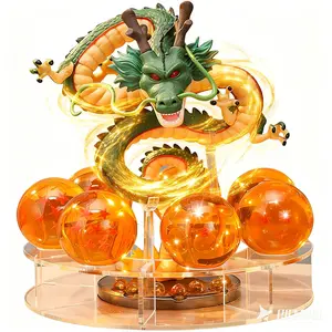 DBZHandcrafted Exquisite Dragon Statue with 7 Crystal Balls, Premium Resin Art Sculpture, Collectible Figurine for Home Tabletop Shelf Decor, Halloween Christmas Holiday Party Decorations, Anime Collection Gift for Dragon Lovers