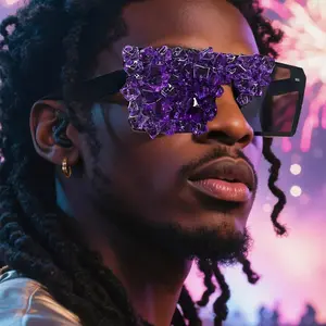 New Frameless Ice Crystal Fashion Glasses With Integrated Gradient Street Photography Sunglasses