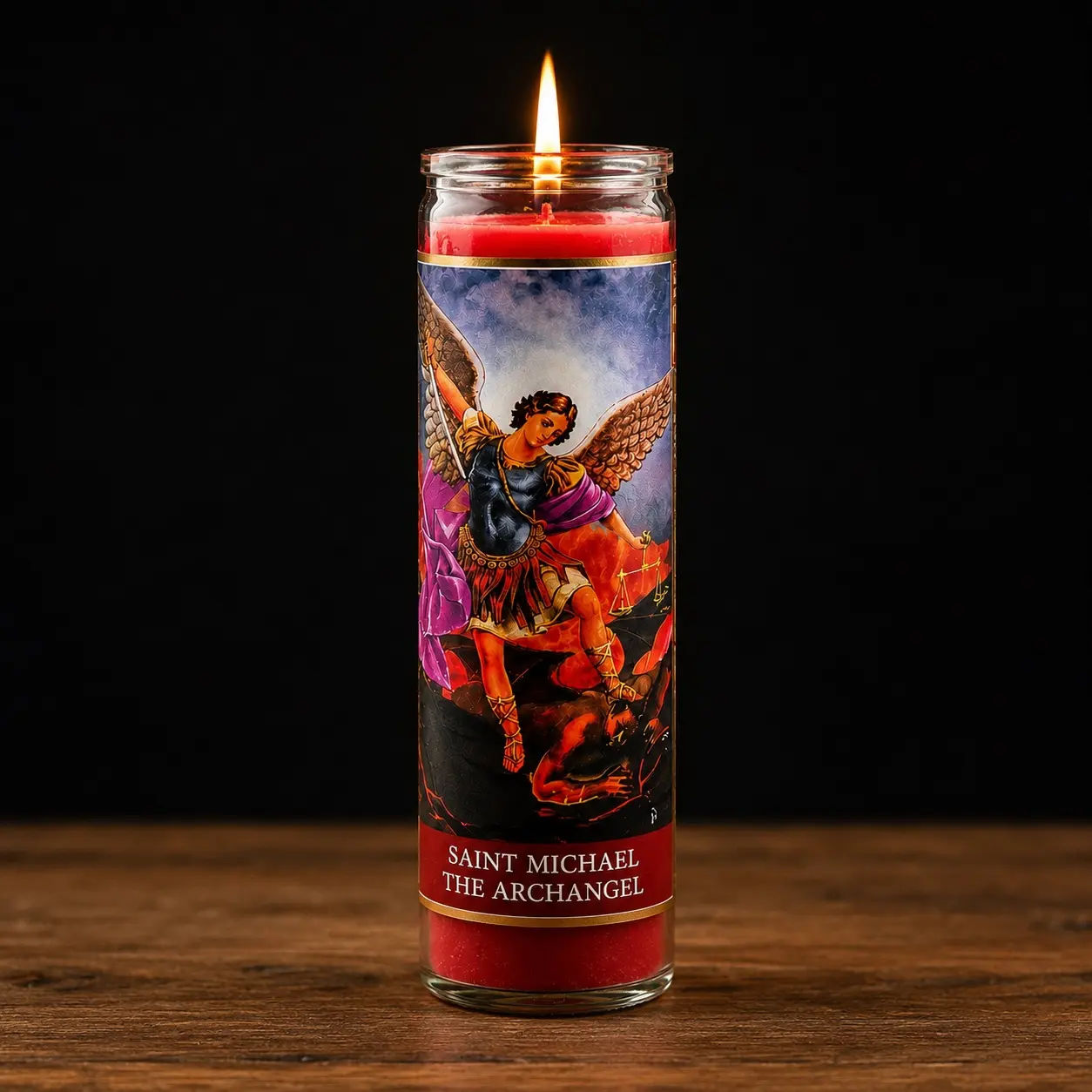 Prayer Candle St Michael Red Wax, 8 Inch Prayer Candle St Michael Red Wax, 8 Inch