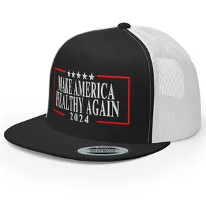 RIVEMUG NG Make America Healthy Again 2024 Embroidered Flat Bil Trucker Hat High Crown Adjustable Cap