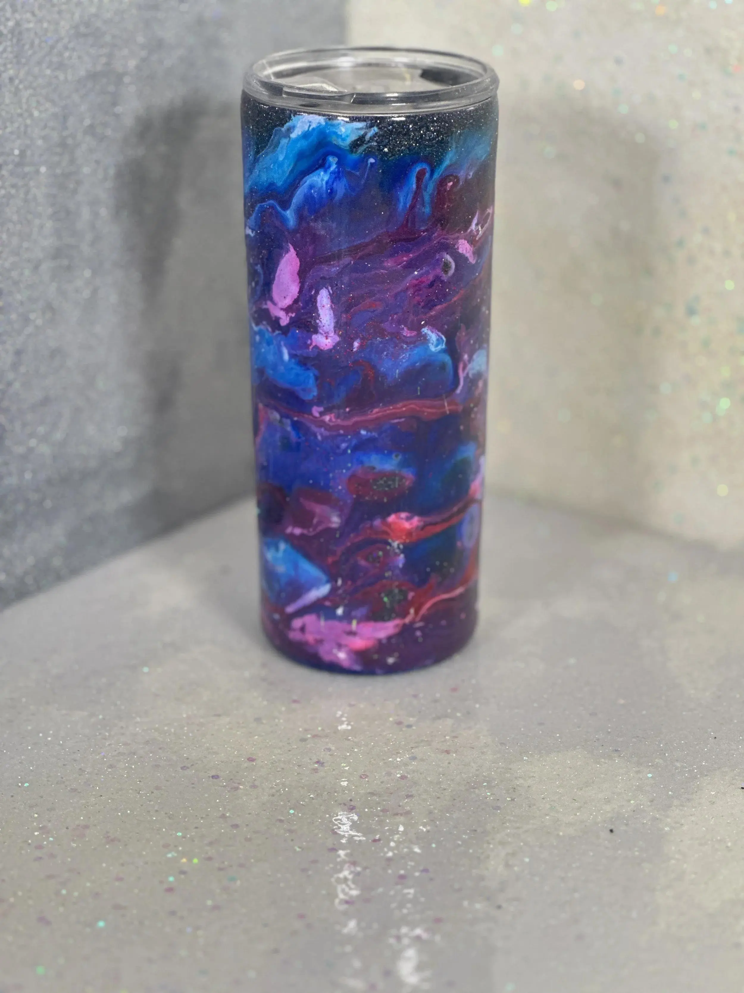 20 oz Galaxy Swirl Tumbler – Cosmic Epoxy Glitter Drinkware