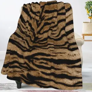Eyesoul Tiger Print Throw Blankets All Season Ultra Soft Warm Fleece Blanket for Home Bed Sofa Couch Chair Outdoor Travel Camping