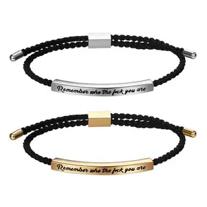 Inspire Bracelet Remember who the F you are - Inspiring Elegant Bracelet Design Engraved Stainless Steel Adjustable Bracelet, Inspirational Motivational Gift Waterproof Durable Jewelry