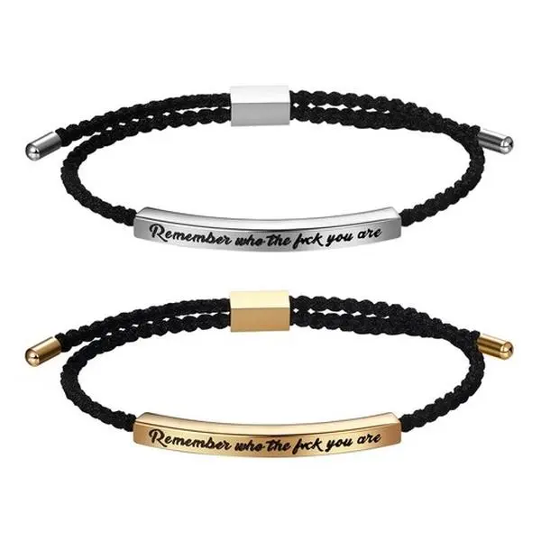 Inspire Bracelet Remember who the F you are - Inspiring Elegant Bracelet Design Engraved Stainless Steel Adjustable Bracelet, Inspirational Motivational Gift Waterproof Durable Jewelry