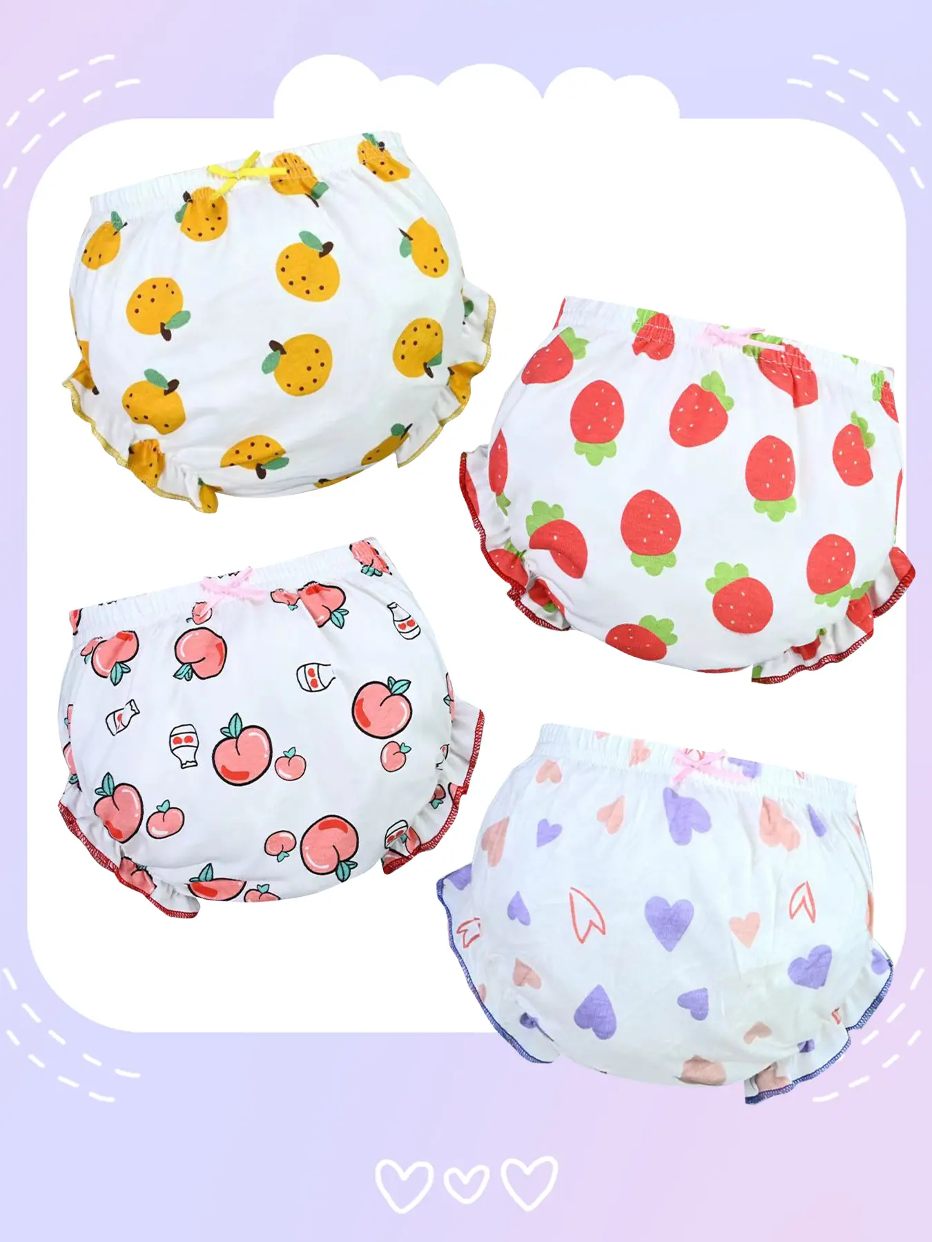 4-Pack Pure Cotton Ruffle Bloomers Floral And Polk Dots Printed Underwear For Infant Girls Soft And Cute Baby Diaper Cover For Dress Breathable Toddler Kids Undies Photograpy Dress Child's Boxer Briefs Birthday Gift