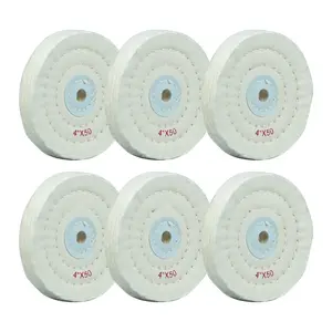 6 Pack Polishing Wheel for Bench Grinder Buffing Wheel 4 inch White Cotton (50 Ply) for Buffer Polisher Medium Polish Pad with 1/2 Inch Arbor Hole - Home Improvement.