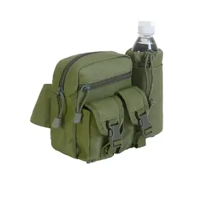 Tactical Waist Bag - Olive Green Sports Hiking Pack with Water Bottle Compartment & Compact Backpack Design for Running & Adventures Adjustable Sling Bag