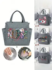 Nurse Lunch Bag Gift, Emergency Room Nurse Zipper Bag, Icu Nurse Gift, Large Capacity Insulated Lunch Box, Animal Print Polyester