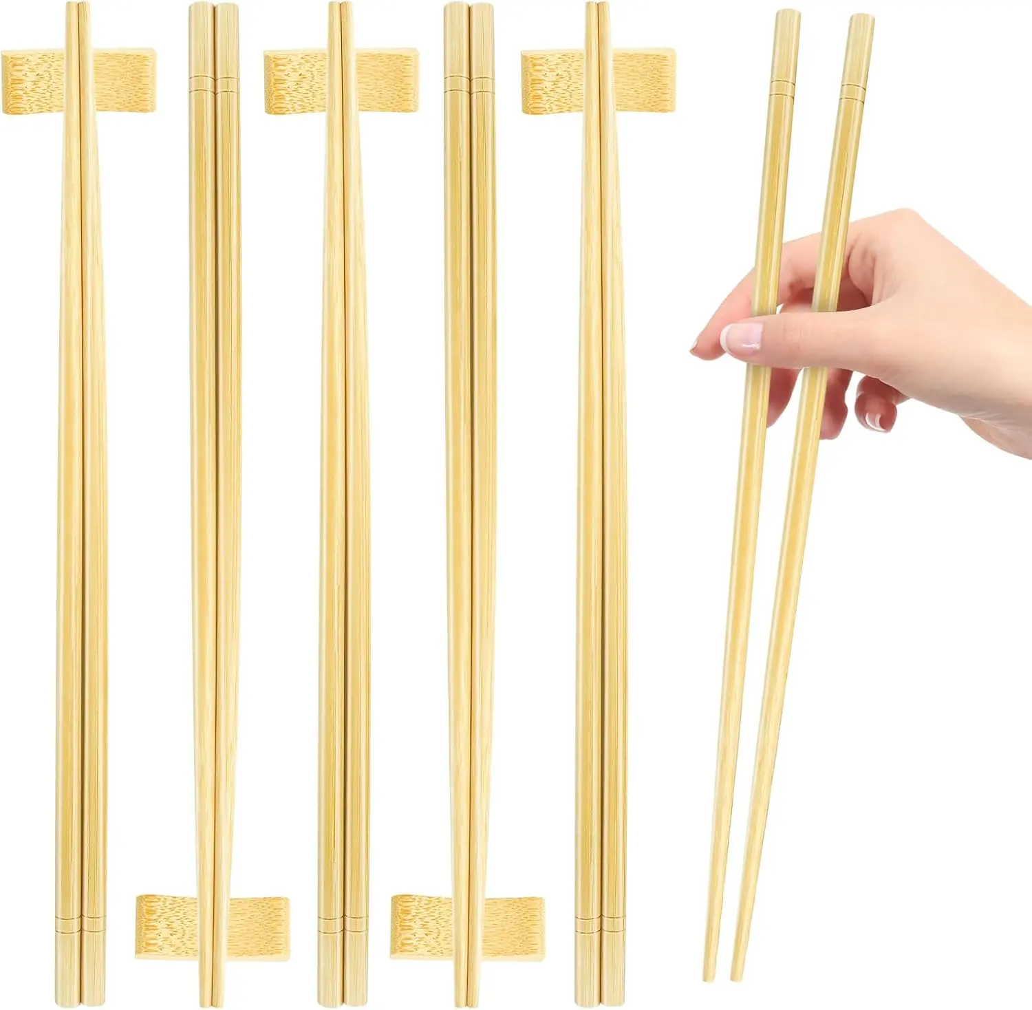 Kitchenware Chopsticks (5 Pairs) - Multiple Size Options (7 in/9.5 in/12 in), Extra Long, Simple Minimalist Design - Cutlery, Tableware, Dinnerware