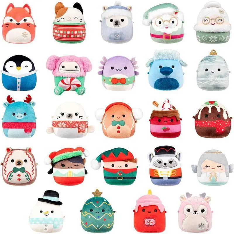 Squishmallows Original 24 Days of Micromallows Christmas Advent Calendar - Teddybear Stuffed Animal, Soft Cuddly Gift, 24 Popular Mini Sized Products, PVC & Plush Polar Bears, Unisex Toy, Festive Family Fun Home Supply