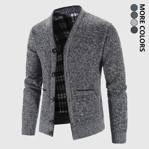 Men's Thermal Fleece Lined V-Neck Cardigan Warm Winter Knitwear Long Sleeve Casual Coat Regular Fit Solid Color Design Classic V-Neck Styling Durable Button Closure Menswear Tops sweater cardigan sweater