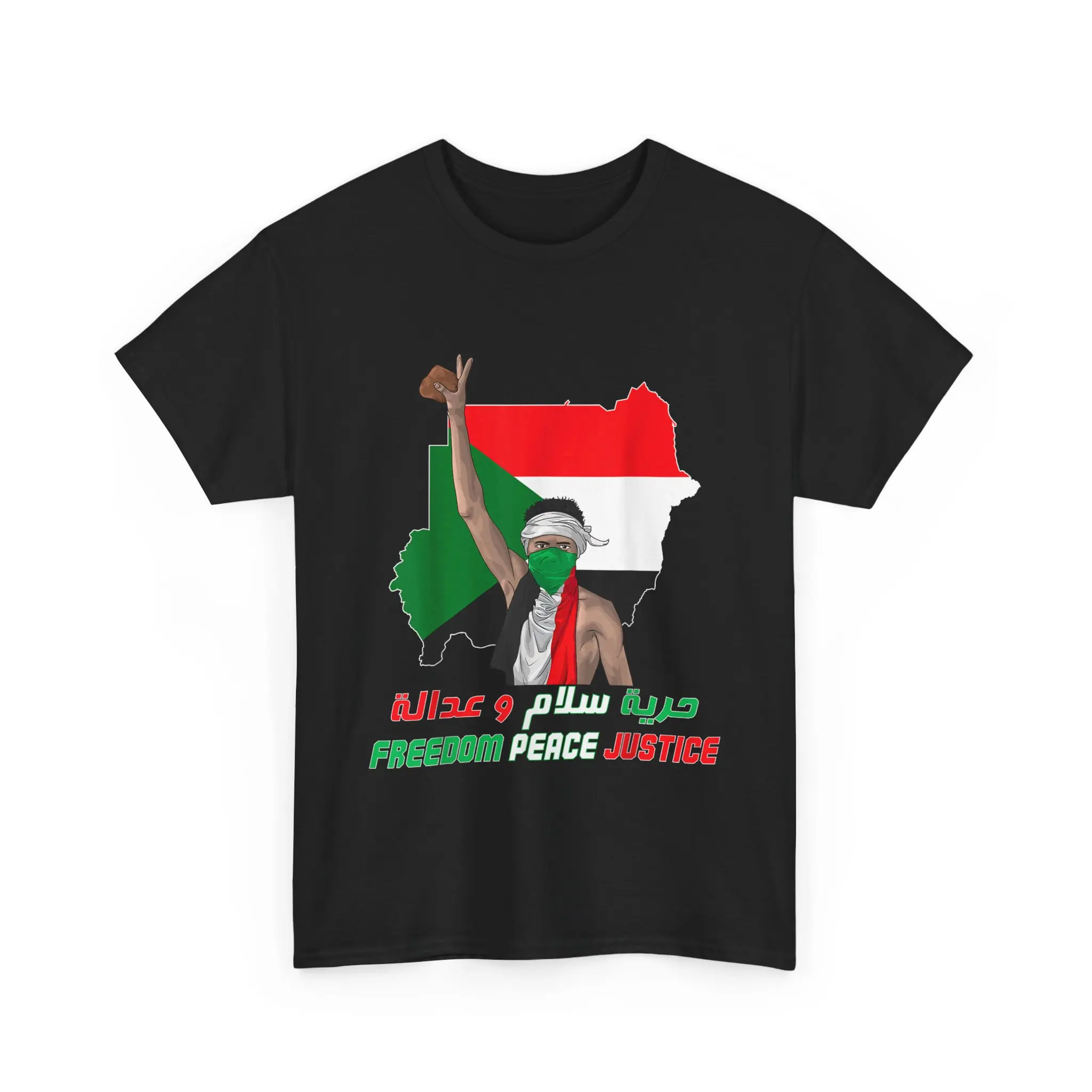 Freedom Peace Justice Sudan Flag Unisex Short-sleeve T-Shirt, Full Color Casual Menswear