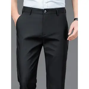 Men’s new loose straight elastic solid-color formal trousers, wrinkle-resistant and comfortable business-casual pants, suitable for all seasons of business wear GARMENTARY