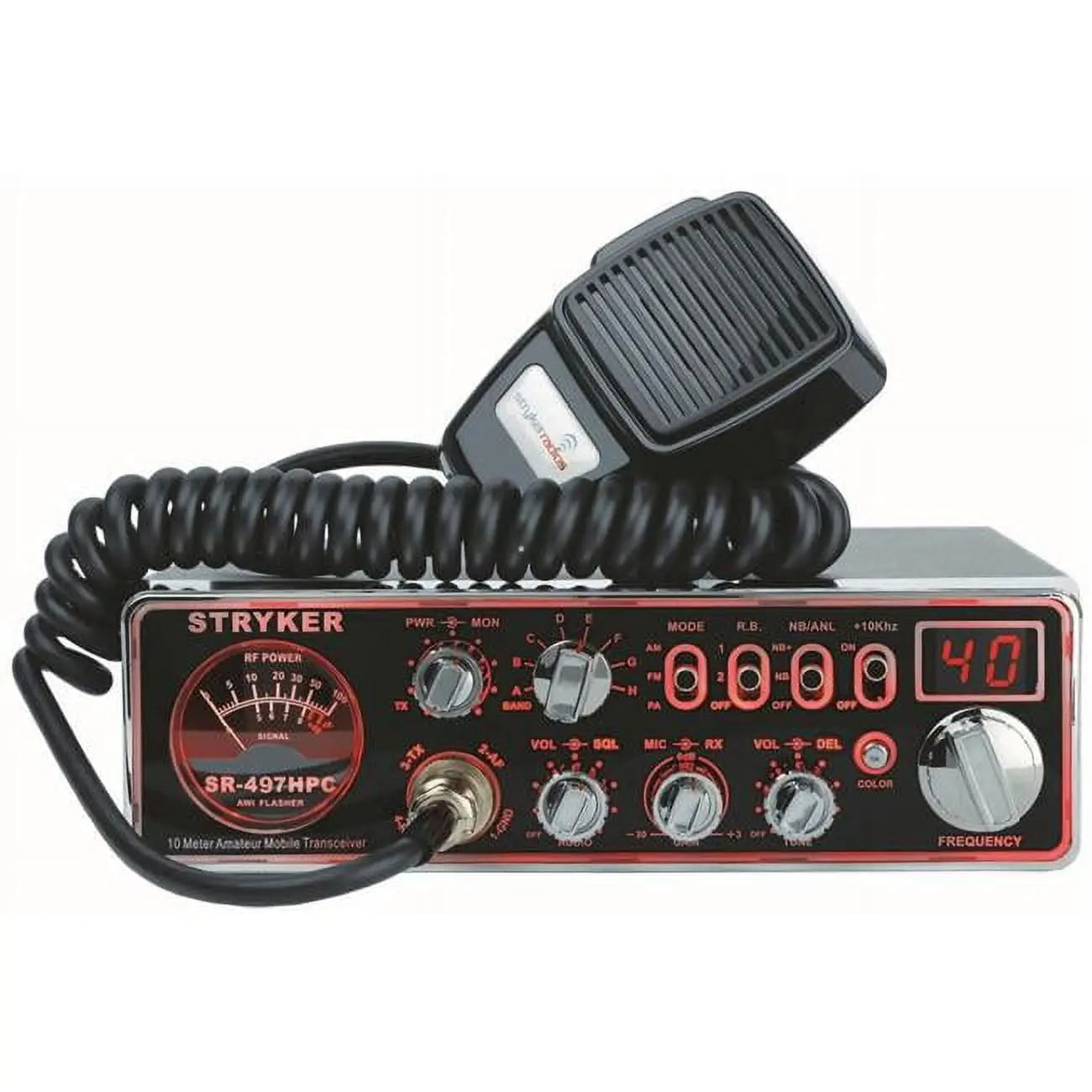 Stryker 110W 10m Portable Ham Radio - Multifunctional Radio with 7-Color Selectable Faceplate, Echo, Roger Beep, Talkback, 12-Stage Dimming & Variable Power for Boating, Water Sports