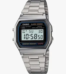 Casio Unisex Vintage Waterproof Digital Watch Metallic - Retro-Inspired Gray Dial, Quartz Powered, Sturdy Mineral Window, 36.8 mm