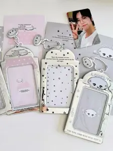 Point Star Round Laser Card Holder, ID Badge Holder, Kpop Idol Small Card Storage Bag, School ID Food Card Display Hook, Trendy Accessory