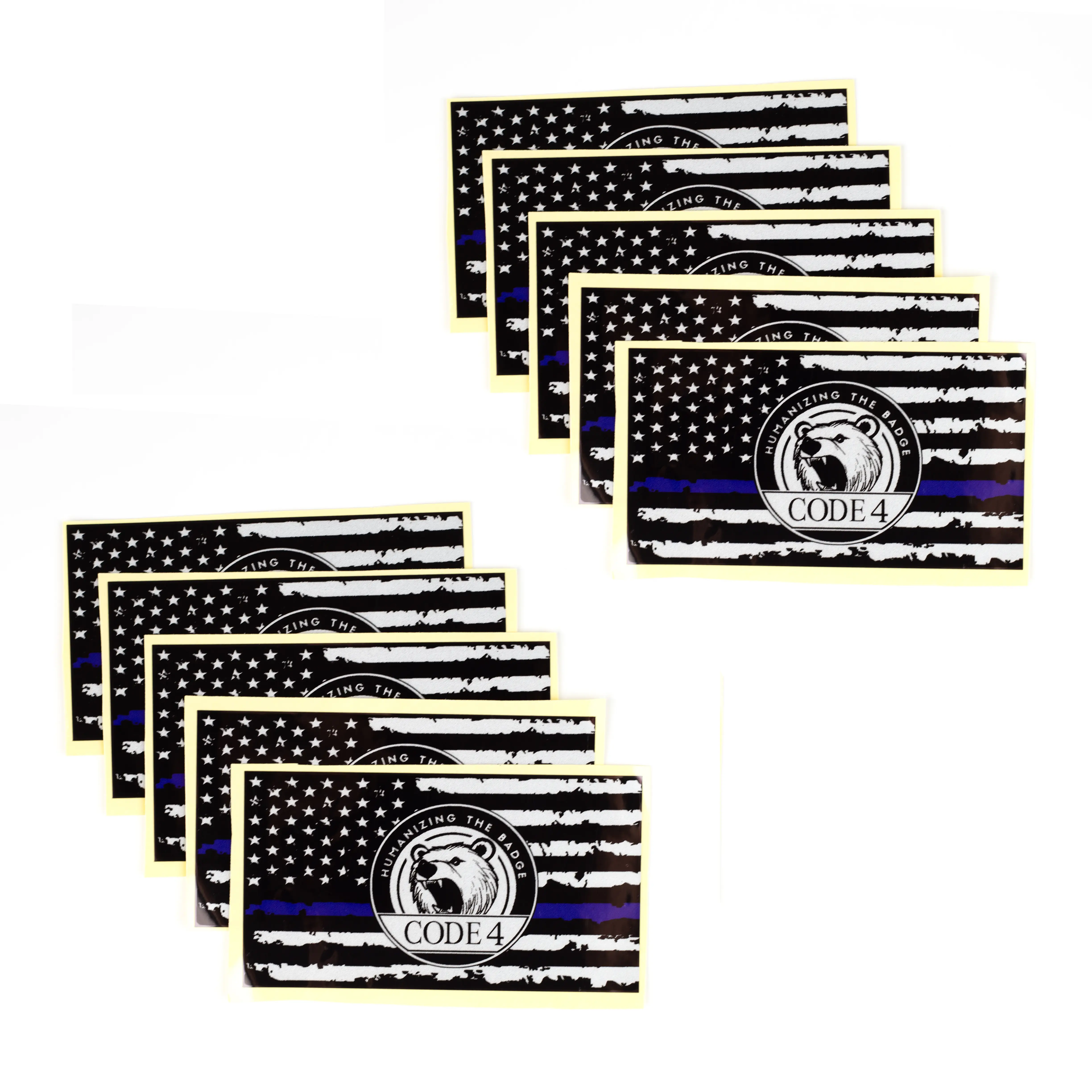 American Thin Blue Line Sticker - Car & Laptop Decal - Patriotic Police Symbol, CODE 4
