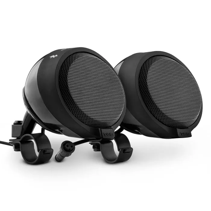 DS18 RYDERBT Amplified Handlebar Mount Motorcycle Speaker Pods - 5.0 Bluetooth Wireless Stereo Sports Speakers, Steel-Built, Waterproof, USB-Charging Automotive Audio Amplifier Accessories, Sports Speaker, Wireless Stereo Speaker