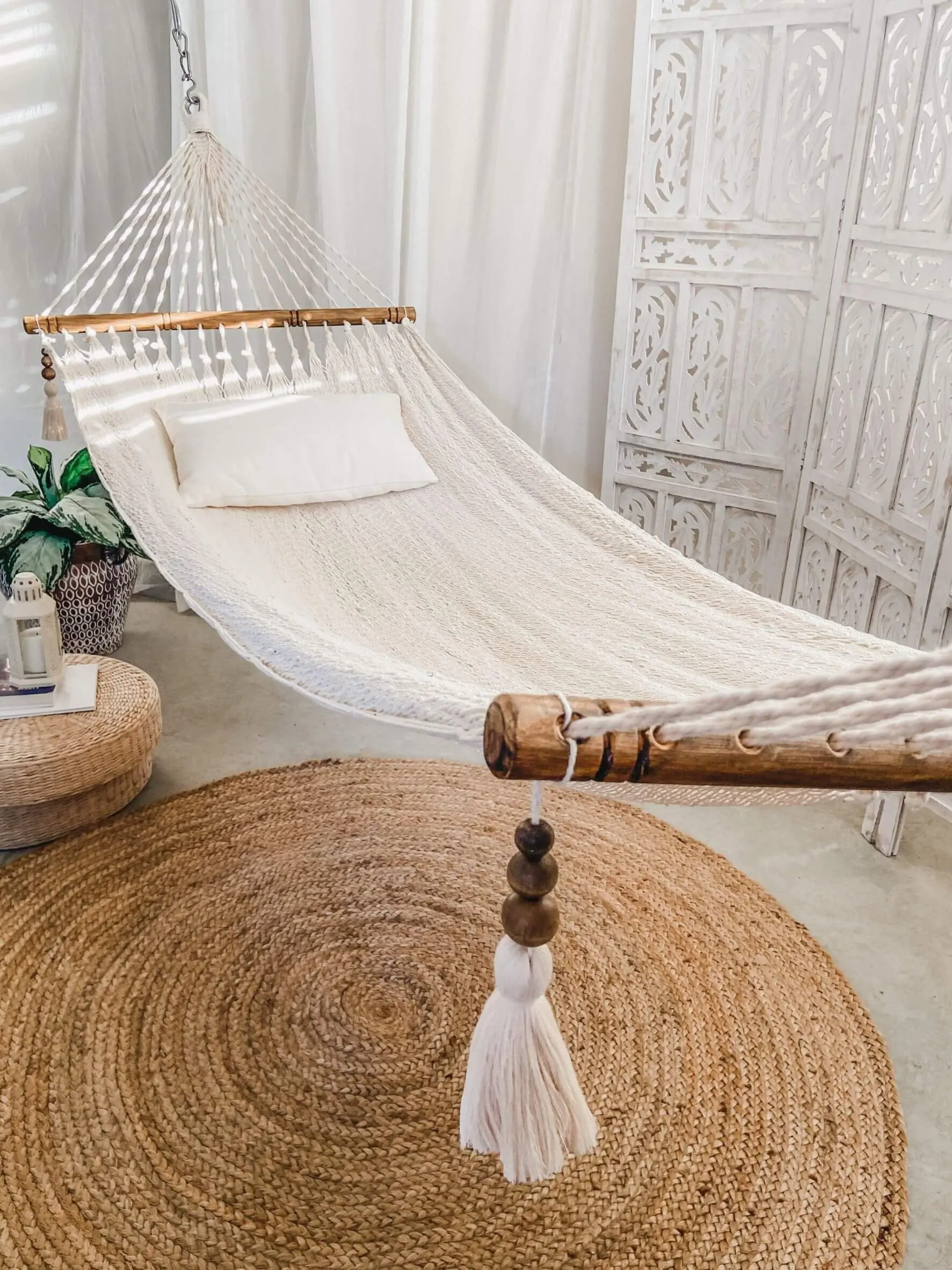 Hammock, Macrame Hammock, Boho Hammock, Cotton Rope Hammock, Handmade White Hammock, Woven hammock, Indoor Outdoor hammock, Bohemian hammock