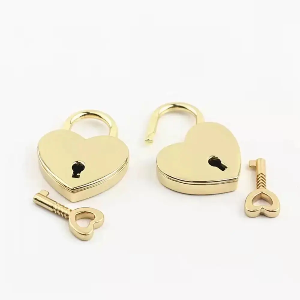 Heart-Shaped Metal Vintage Hanging Padlock Set with Keys, Home Craft Supplies, U-Shape Lock, 30x38mm Luggage Cabinet Lock, Security Lock, Locks for Lockers
