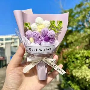 mini thread flower bouquet, realistic fresh small flowers, desktop decoration, party gift, suitable for women, men, wife, mom, teacher, child